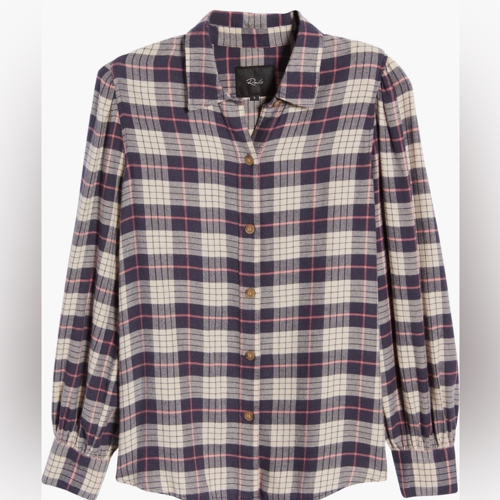 RAILS Willow Ruffle Sleeve Plaid Flannel Button-up Shirt